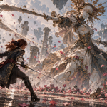 Illustration d’un duel fantastique inspiré de Clair Obscur Expedition 33
